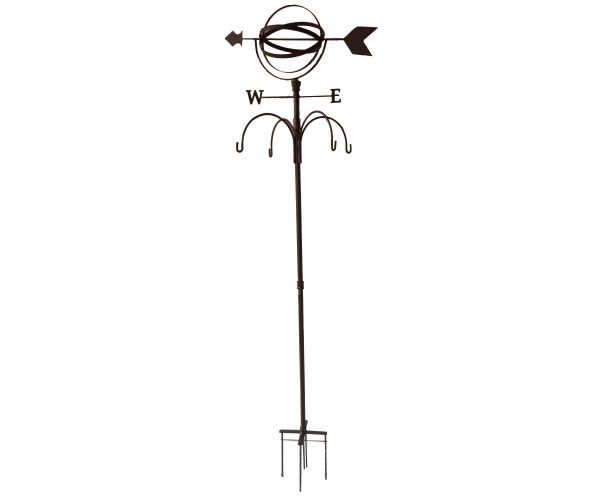 Small 4 Hook Hanger w/ Globe & Weather Vane